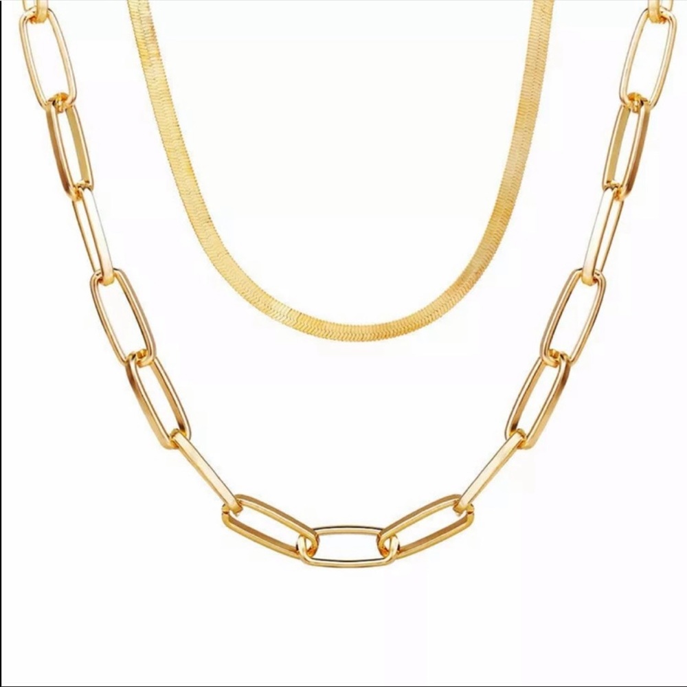 New Women’s 2 layers Yellow Gold Plated Necklace - Picture 2 of 6